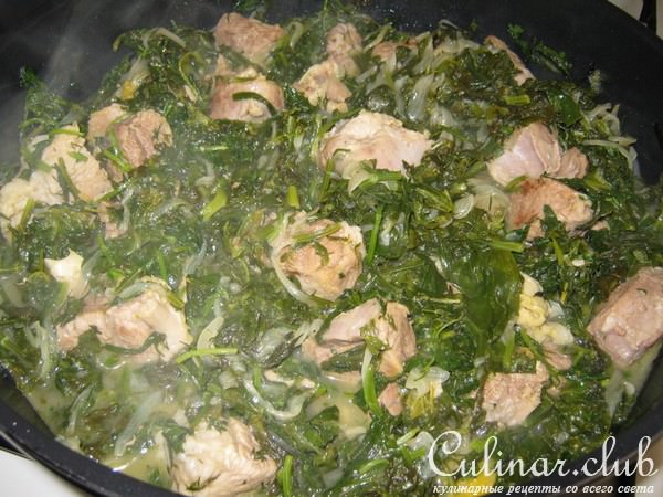 Мясо с зеленью -"сябзи гоурма"