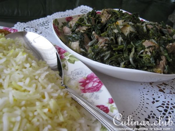 Мясо с зеленью -"сябзи гоурма"