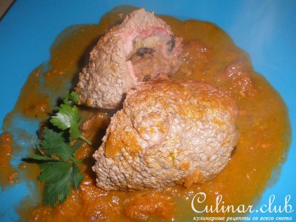 Рулетики из говядины с грибами (жаркое)