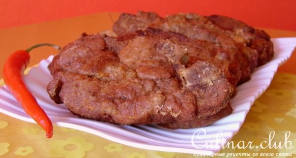 Гриль-стейки из корейки на косточке с коньяком и горчицей