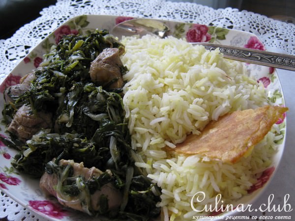 Мясо с зеленью -"сябзи гоурма"