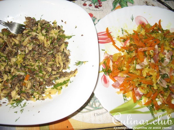 Мясной рулет с фаршированными ракушками conchiglie (вариант)