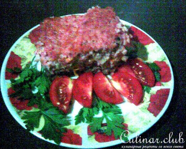 Рисово-мясная запеканка на ржаных сухариках