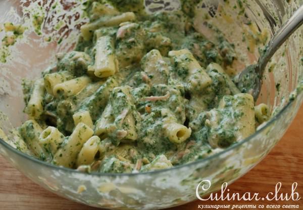 Макаронный торт с творогом и шпинатом