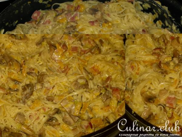 Грибная паста с беконом и тыквой