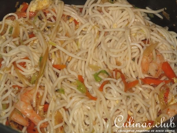 ЖАРЕННАЯ ЛАПША С КРЕВЕТКАМИ И ОВОЩАМИ / egg noodles with shrimps and vegetable / мой вариант