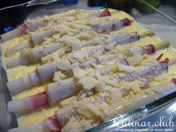 Каннеллони со спаржей и ветчиной