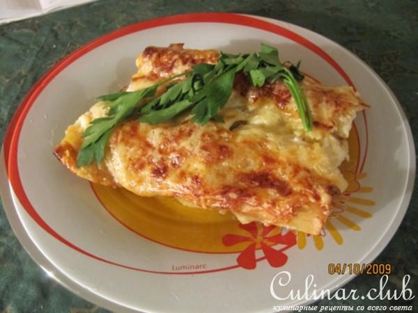 Каннеллони с цуккини, грибами и кедровыми орешками