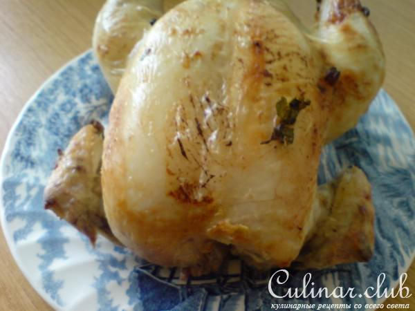 Цыплёнок по-домашнему,с маринованными грибами и сметаной