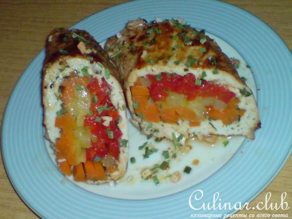 Рулеты из индейки с овощами