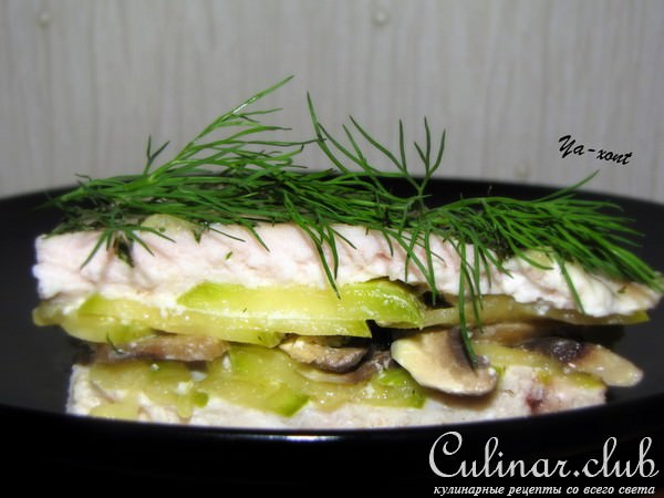 Куриная запеканка с цуккини и шампиньонами