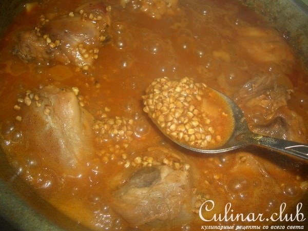 Курица с гречкой в яблочном соке