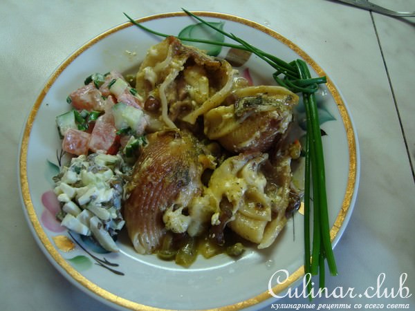 Лазанья с Жульеном из курицы и грибов