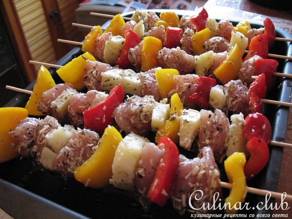 Куриные шашлычки с овощами