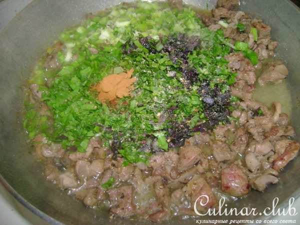 КУРИЦА ЖАРЕНАЯ С ФАРШЕМ ИЗ ПЕЧЕНИ И ЖЕЛУДКА
