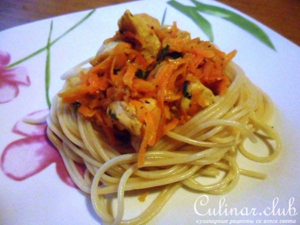 Курица с морковью в сметане