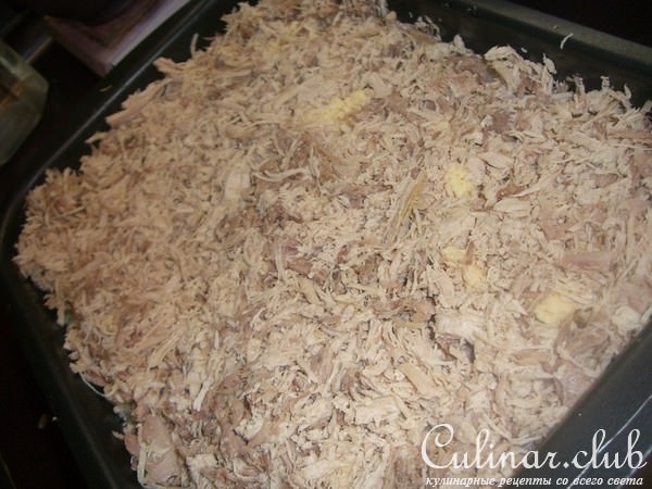 Запеканочка рисовая с курятинкой и сыром:)