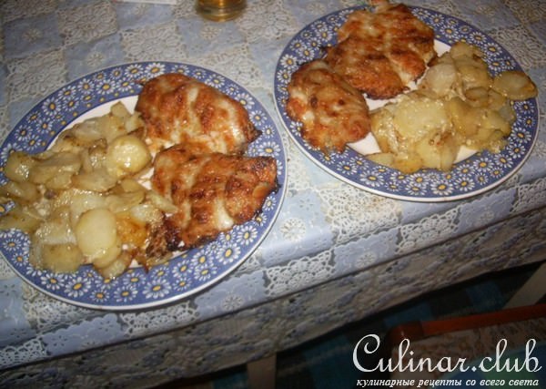 Филе под яблочно-морковной шубой