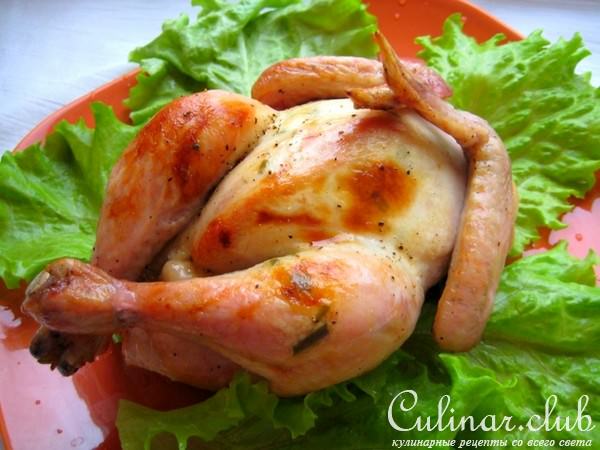 Цыпленок с виноградом, маскарпоне и розмарином.