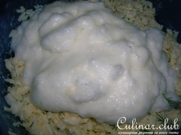 Запеканка " Снежная", невероятно нежная, рисовая с грибами и курятиной