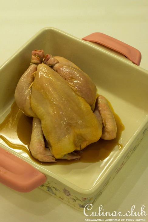Курица, фаршированная чечевицей, грецкими орехами и печенью