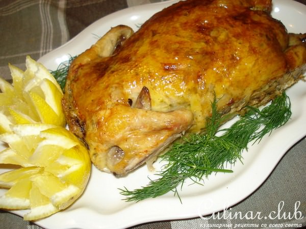 курица фаршированная грибами лапшой и печенью