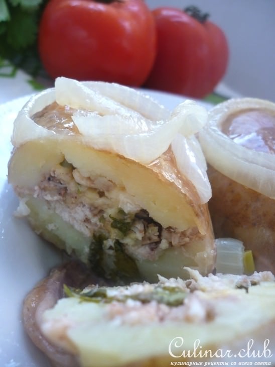 Молодой фаршированный картофель, да в куриной шкурке