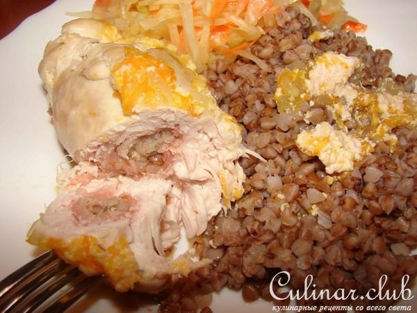 Куриные рулетики с гречкой и творогом