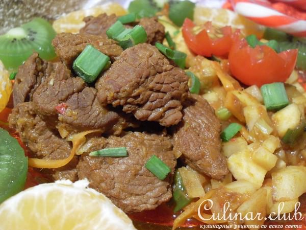 страусовый гуляш с овощами