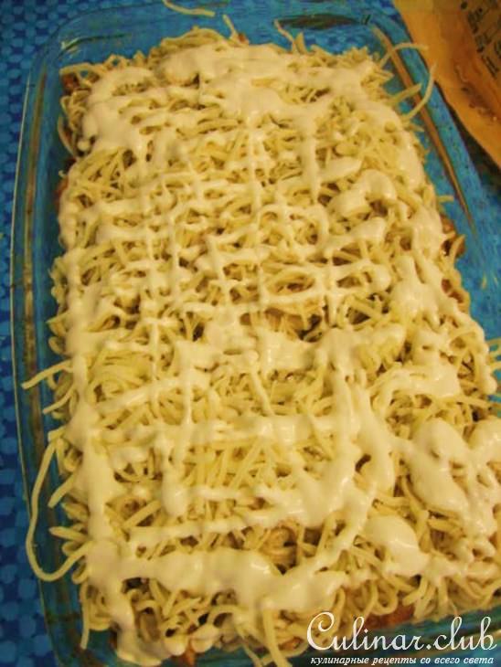 Лапша запеченная с курицей