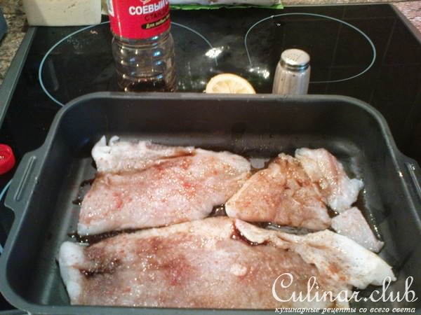 Морской язык под шампиньоновой шапкой