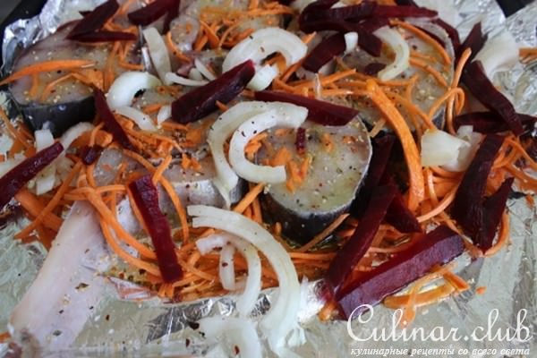 Запеченные стейки сайды с овощами