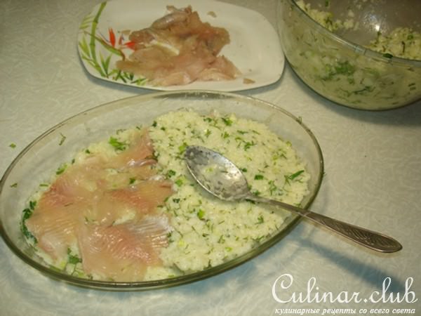 Тимбаль из риса с радужной форелью