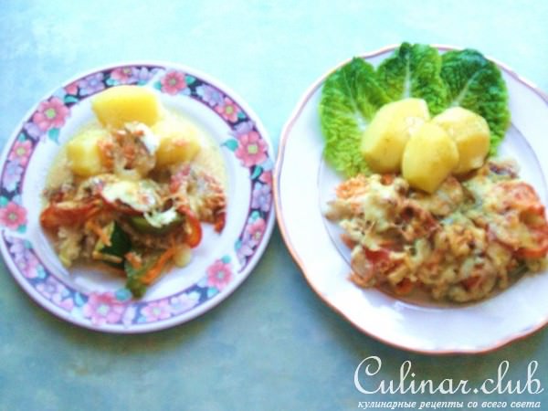 Рыба с овощами и с пикантной корочкой