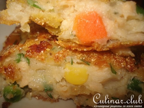 Котлеты из форели с овощами