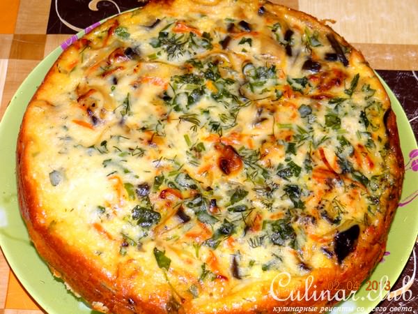 Заливной рыбный пирог с картофелем и овощами