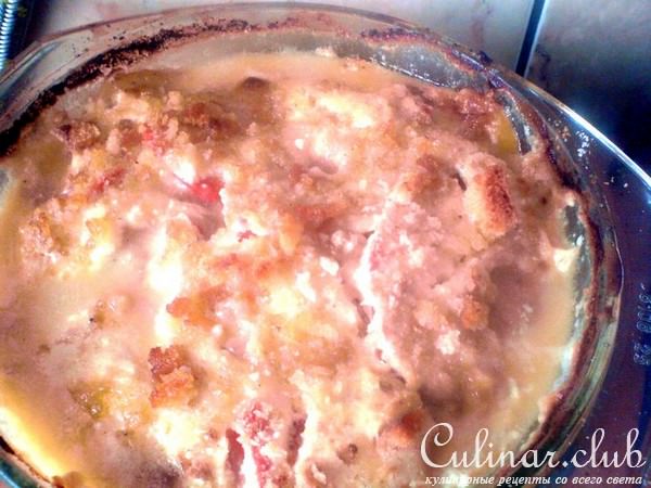 хек молочный с овощами в масляно -сметанной заливке