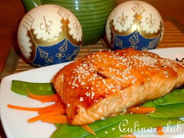 Лосось терияки с овощами