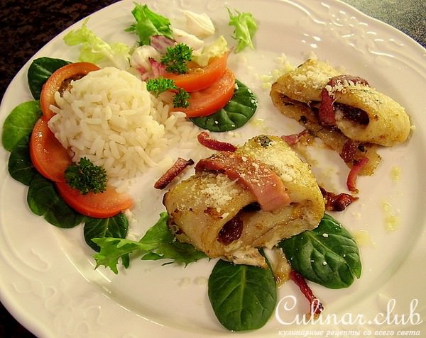 Рыбные конвертики с изюмом
