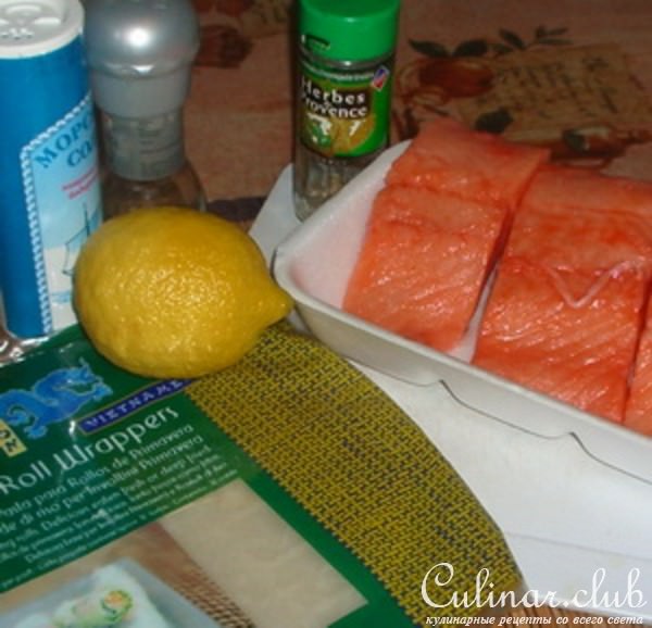 Кусочки рыбы в рисовой бумаге