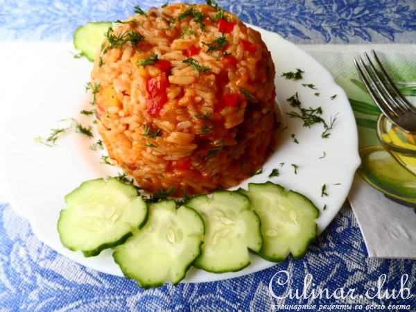 Рис с куриными сердечками и овощами.