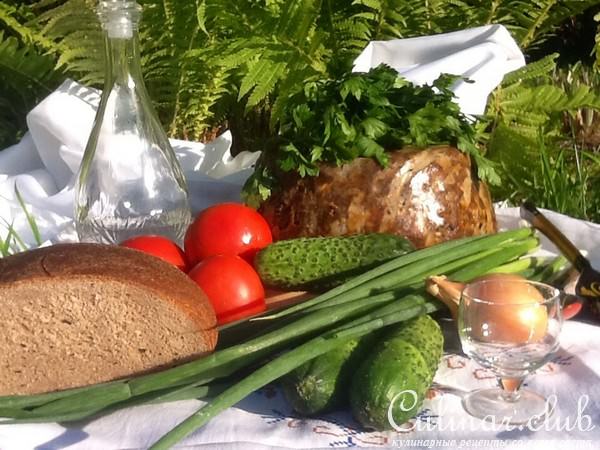 Каша гречневая с грибами и печенью в сальнике
