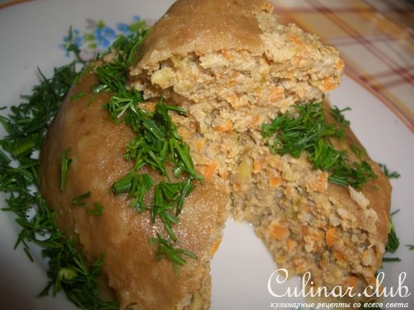Печень с овощами на пару