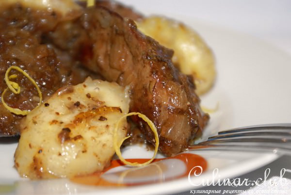 Печень индейки с бананом и ромом