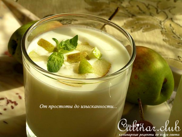 Домашний йогурт с грушей и мятным сиропом