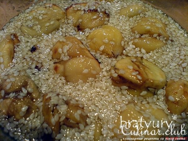 Каштаны сладкие в мёде и коньяке с кунжутом