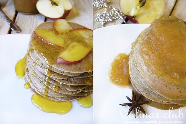 Американский Pancakes с яблочным конфитюром
