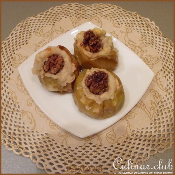 Яблоки печёные с мёдом и грецкими орехами