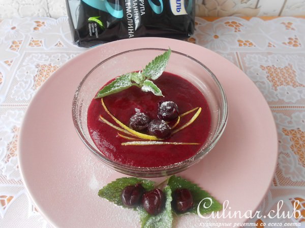 Вишневый мусс с семолина и лимоном