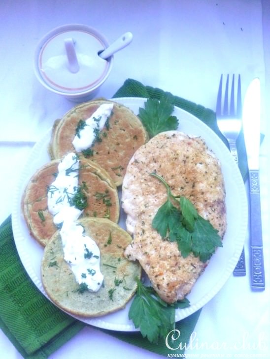 Гороховые оладьи для курочки с чесноком